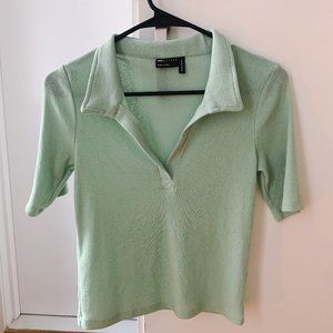 Asos Green Mint Fitted Polo Short Sleeve Shirt